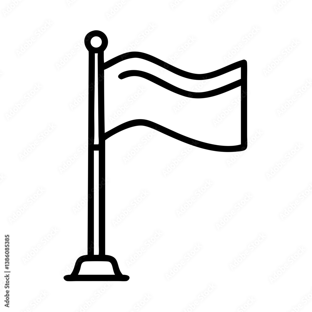 Iconic flag design on a pole in minimalist style Iconic flag design on a pole in minimalist style
