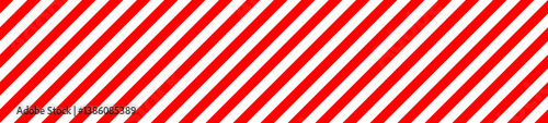 Classic candy cane inspired design of diagonal red and white striped pattern. Bold eye-catching backdrop. For holiday themes, warnings, graphic design elements. Seamlessly loopable.
