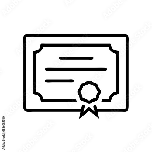 Certificate icon with ribbon design in minimalist style  