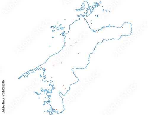 愛媛県　地図　白　斑点　イラスト