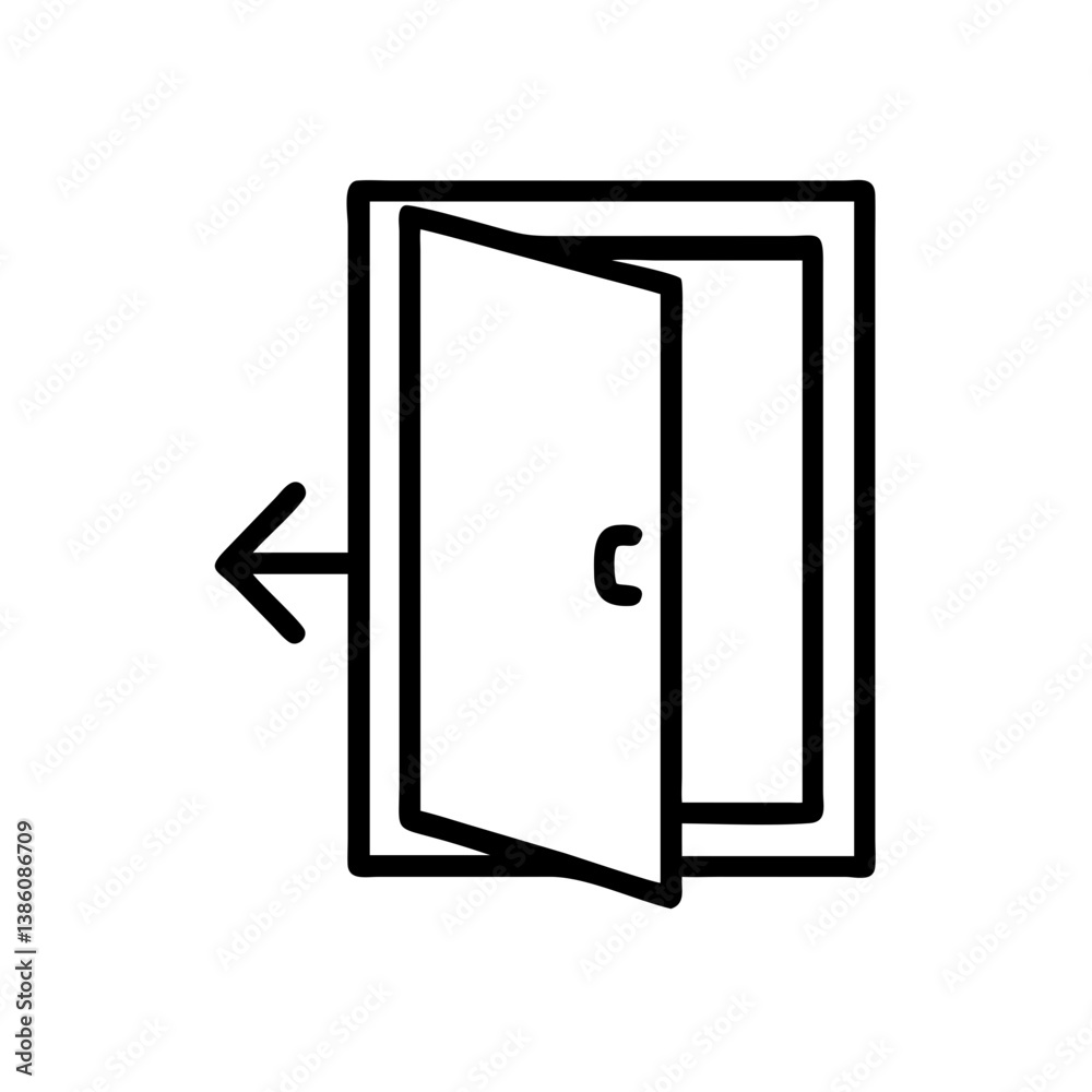 Open Door Icon with Arrow Symbolizing Access Open Door Icon with Arrow Symbolizing Access
