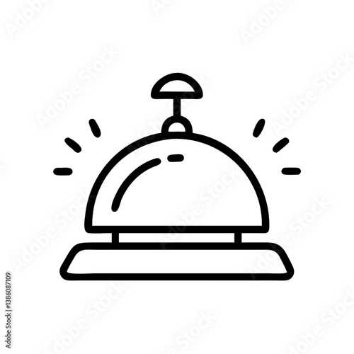 Reception bell icon with sound indicators in minimalistic style  