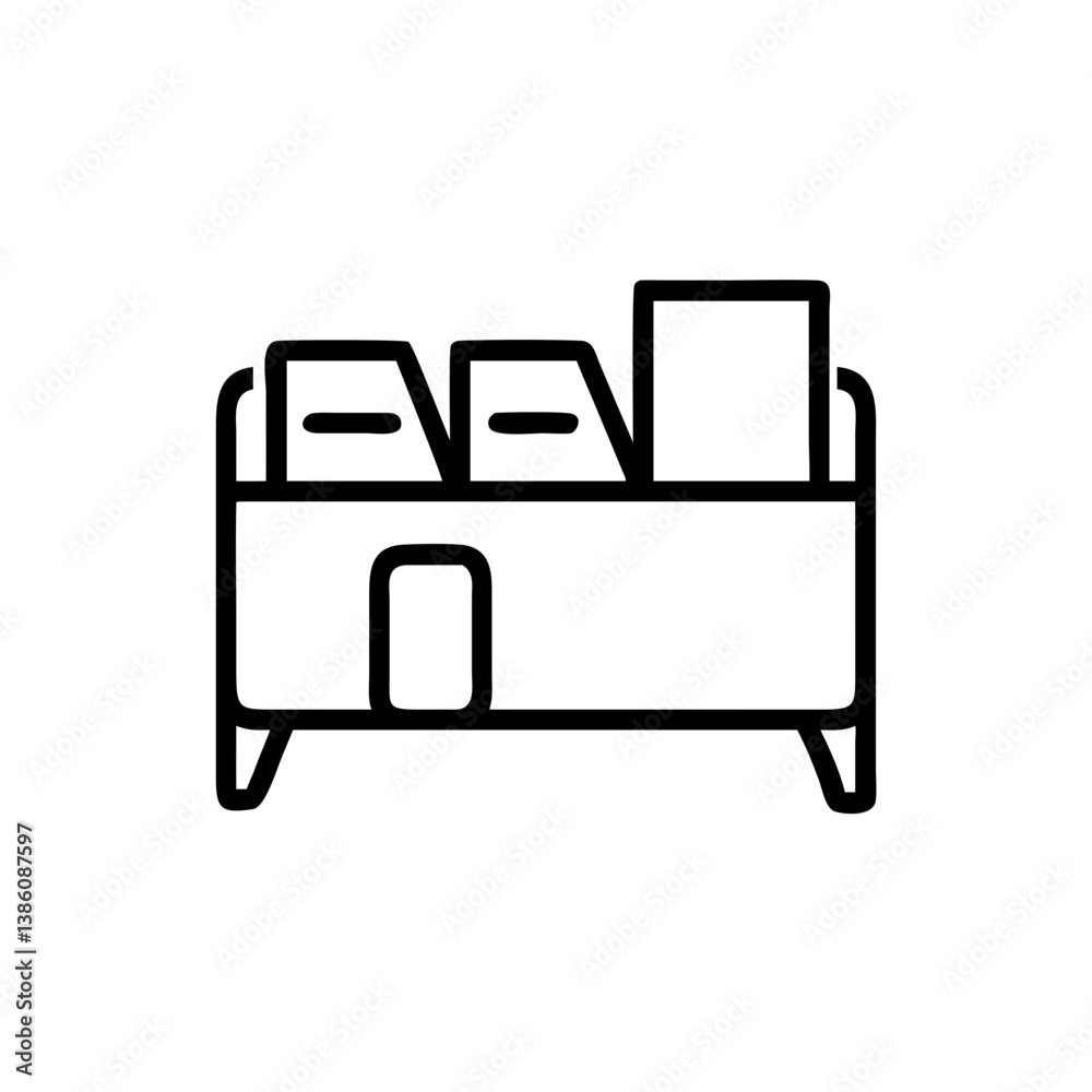 Icon of a School Newspaper Rack in Minimalist Style Icon of a School Newspaper Rack in Minimalist Style