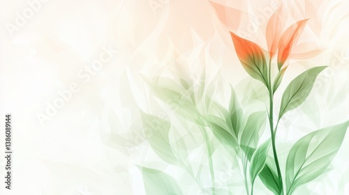 Elegant abstract floral background with leaves and flowers, swirling lines delicate patterns for design