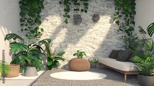 Obraz na płótnie An indoor relaxation space filled with plants and natural light w salonie