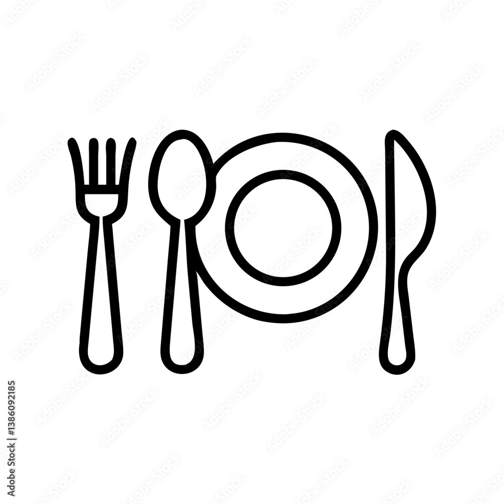 Cutlery Set with Fork, Spoon, and Knife on Plate Cutlery Set with Fork, Spoon, and Knife on Plate