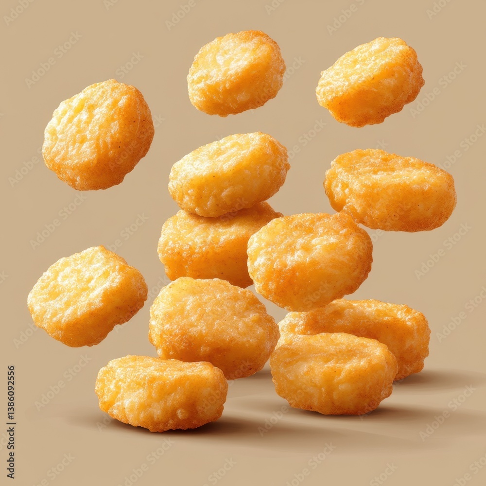 Delicious golden potato gems floating in a captivating food photography scene on a neutral background Delicious golden potato gems floating in a captivating food photography scene on a neutral background