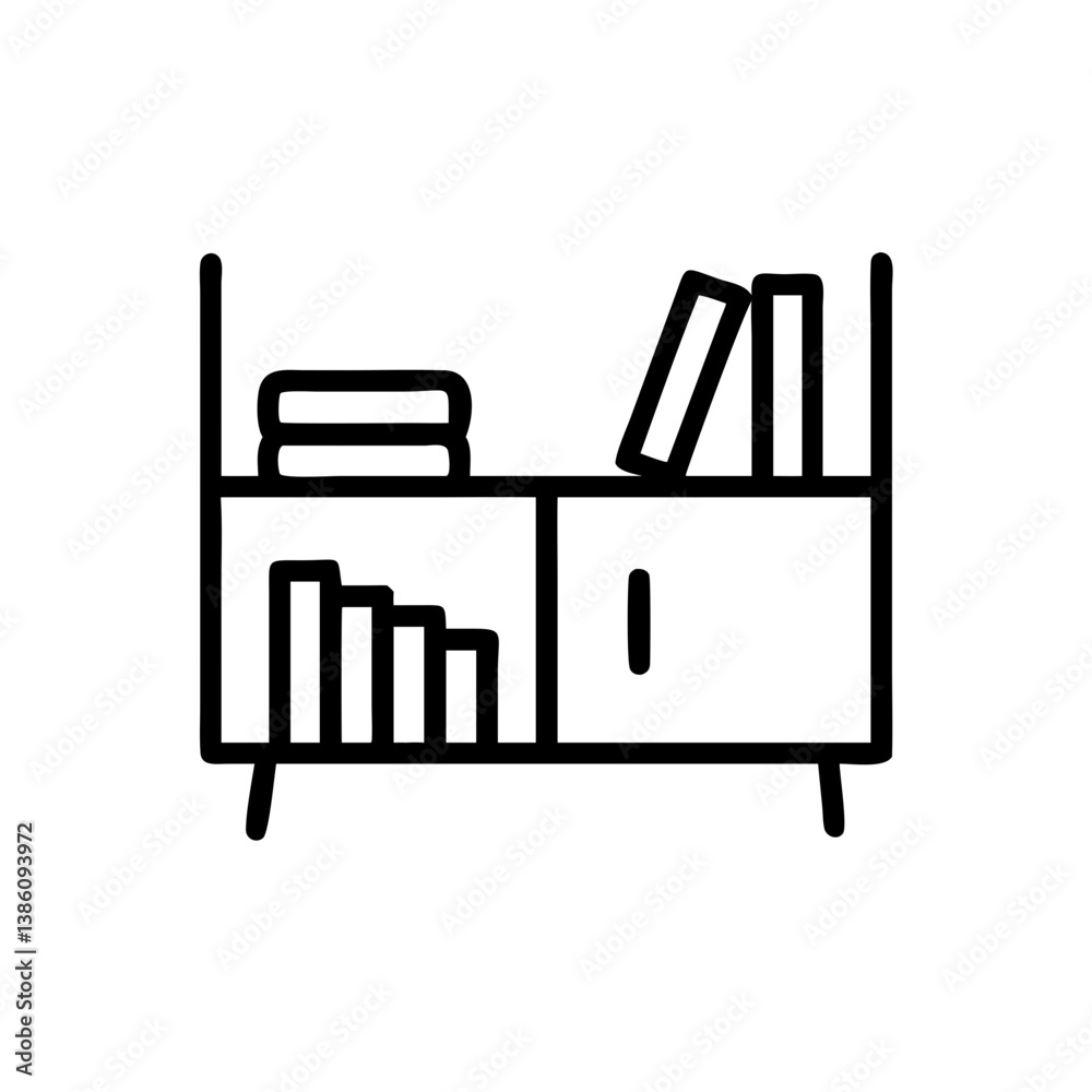 minimalist bookshelf with books and storage in monochrome style - minimalist bookshelf with books and storage in monochrome style -