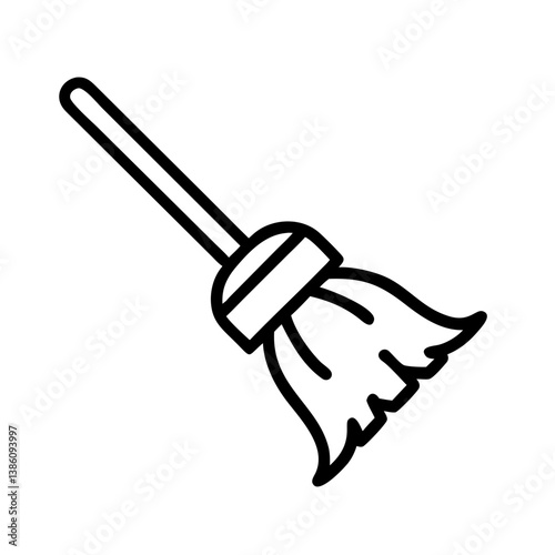 Broom outline illustration for cleaning tasks  