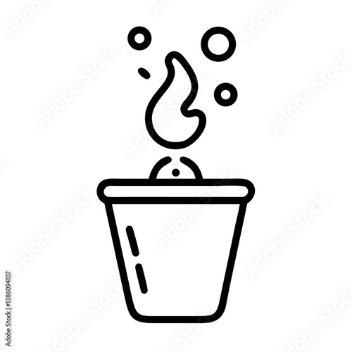 Icon of Crucible with Flame and Bubbles  