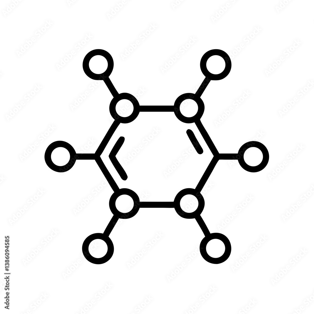 Molecular Icon in Minimalist Style with Black Lines Molecular Icon in Minimalist Style with Black Lines