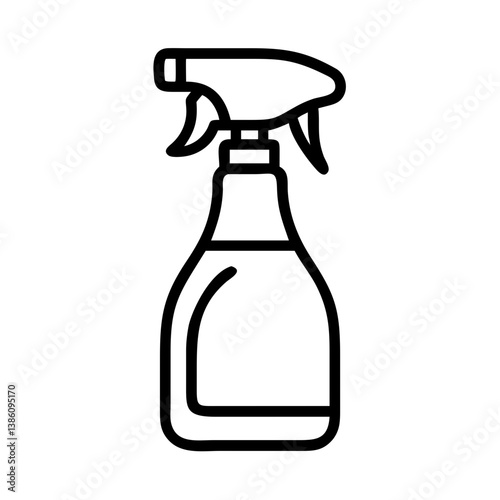 Cleaning spray bottle outline illustration on white background  