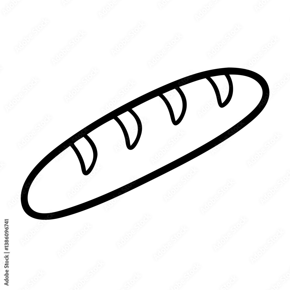 Baguette icon outlined simple design on white background Baguette icon outlined simple design on white background
