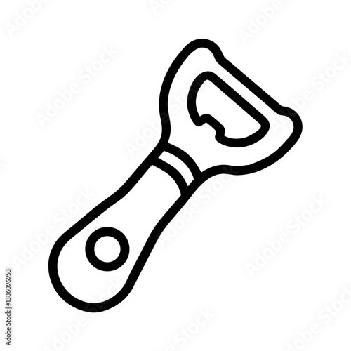 Bottle opener icon in minimalist line art style  