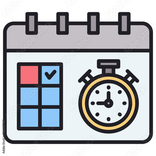 Deadline Lineal Color Icon