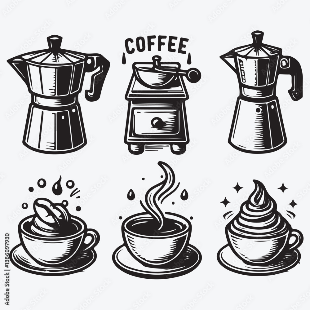 Coffee icon sets stock illustration Coffee icon sets stock illustration