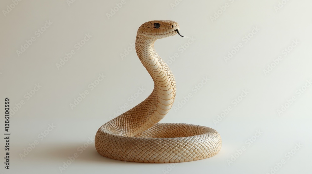 Fototapeta premium A coiled reptile with a raised head showcasing detailed scales and a poised stance for nature