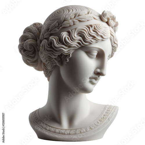 Gypsum copy of ancient statue Venus head  isolated on white background