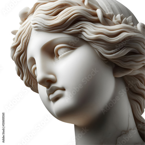 Gypsum copy of ancient statue Venus head  isolated on white background