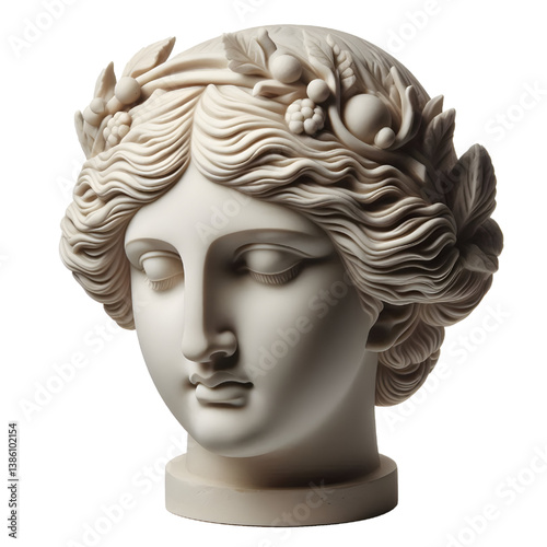 Gypsum copy of ancient statue Venus head  isolated on white background