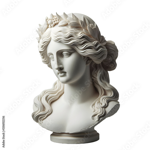 Gypsum copy of ancient statue Venus head  isolated on white background
