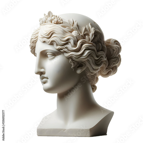 Gypsum copy of ancient statue Venus head  isolated on white background