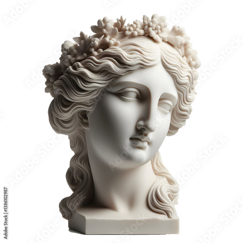 Gypsum copy of ancient statue Venus head  isolated on white background