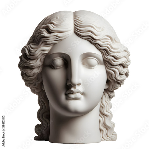 Gypsum copy of ancient statue Venus head  isolated on white background