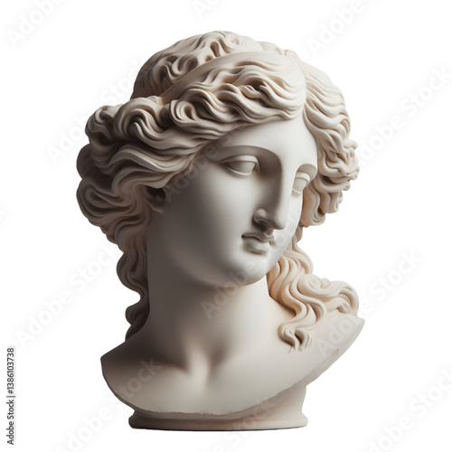 Gypsum copy of ancient statue Venus head  isolated on white background