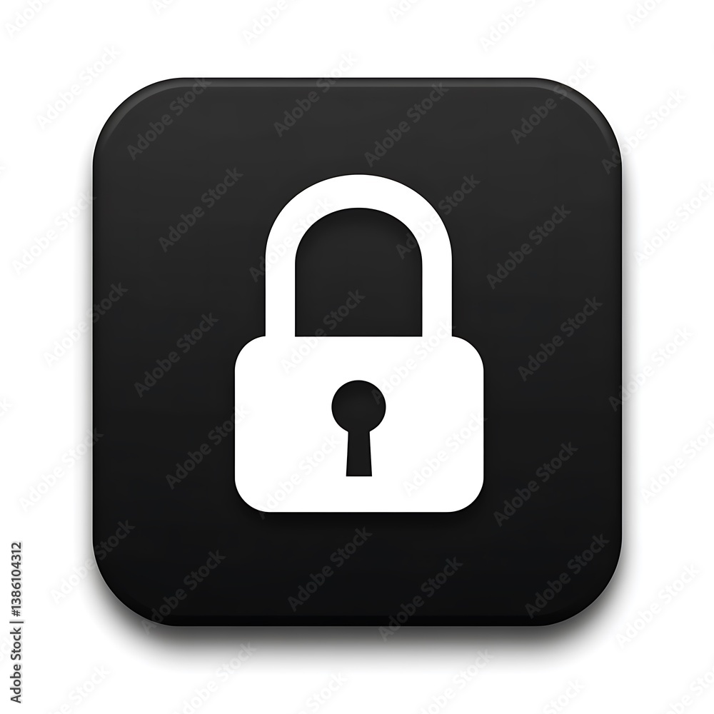 Black Button Shows White Padlock Icon Graphic Black Button Shows White Padlock Icon Graphic