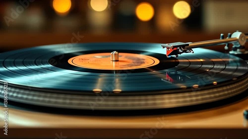 Vinyl Record Player Close-Up: A Nostalgic Moment in Music