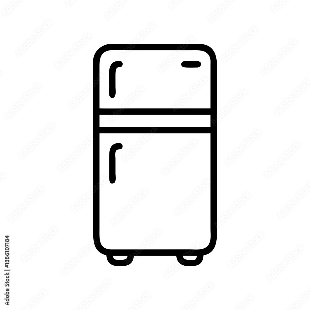 Simple line art refrigerator illustration on a white background Simple line art refrigerator illustration on a white background