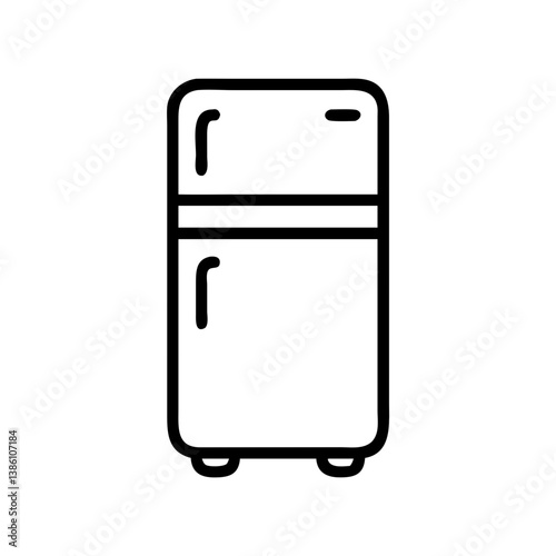Simple line art refrigerator illustration on a white background  