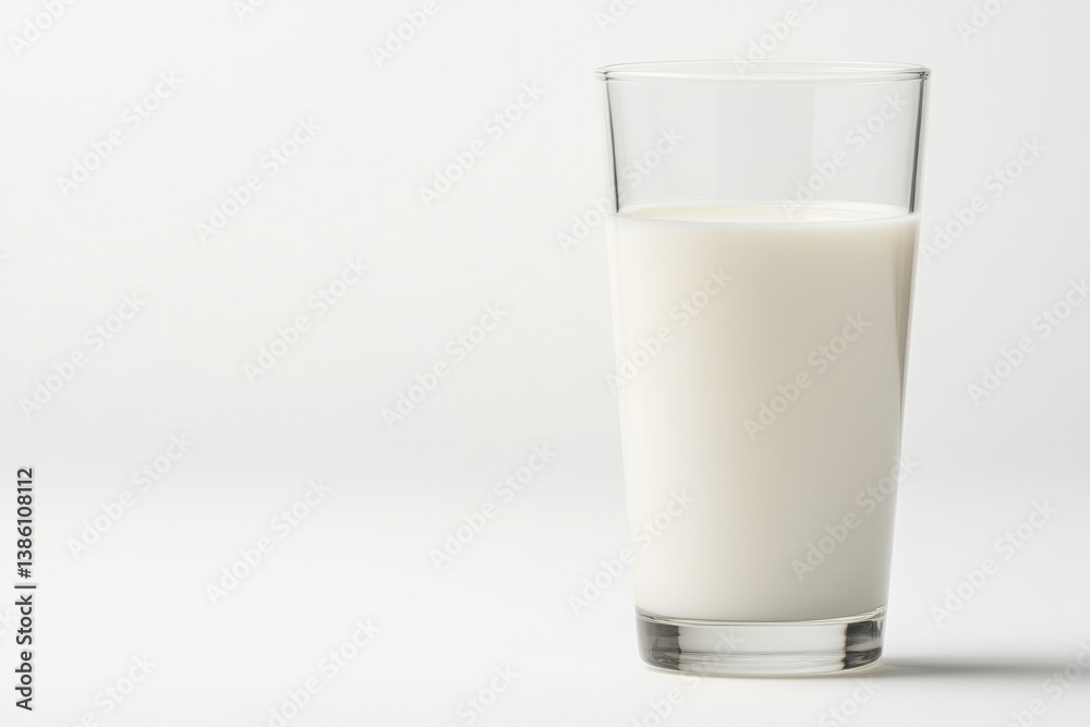 celebrate world milk day with close-up shot of clear minimalistic glass of milk stood on plain white surface celebrate world milk day with close-up shot of clear minimalistic glass of milk stood on plain white surface