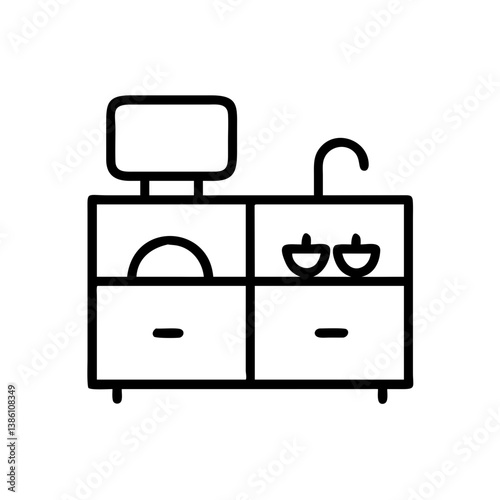 Minimalist kitchen sink design with dishes and utensils  