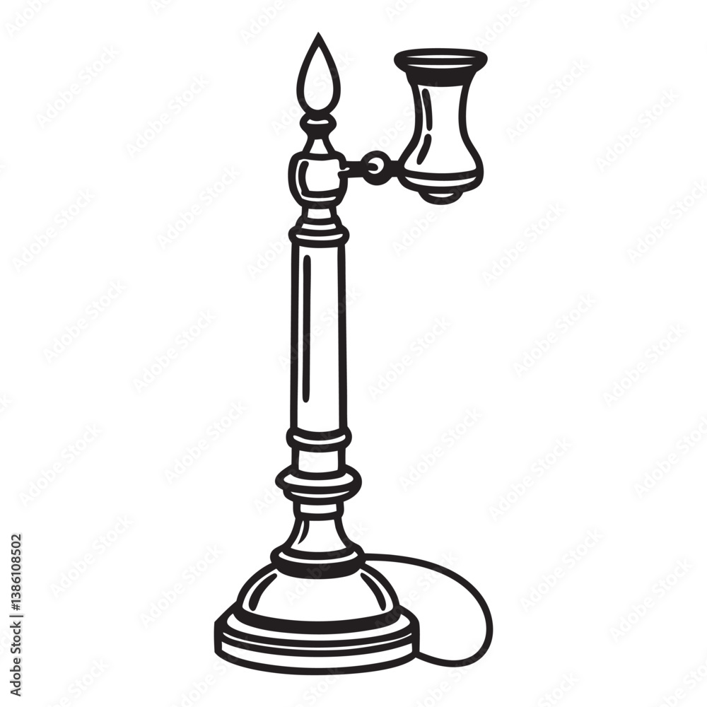 A candlestick telephone line art vector icon illustration on white background. A candlestick telephone line art vector icon illustration on white background.