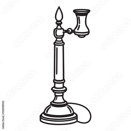 A candlestick telephone line art vector icon illustration on white background.