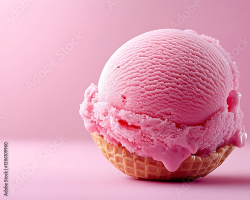 Pink Ice Cream Cone Close-up photo