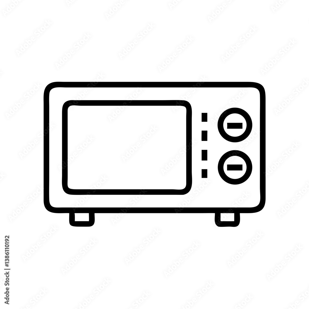 Microwave oven outline illustration on white background Microwave oven outline illustration on white background