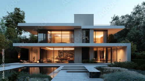 Modern Architectural Masterpiece: Luxurious Two-Story Home with Pool