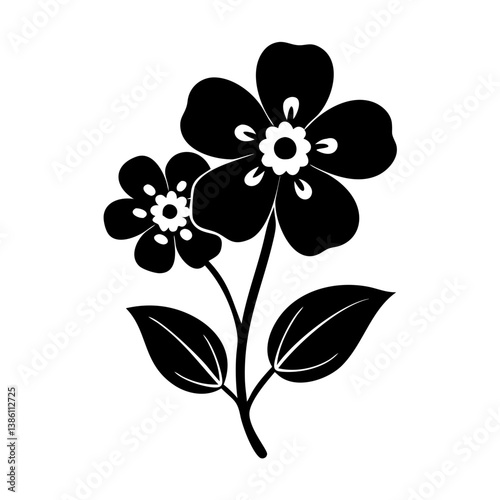 forget me not flower icon, forget me not flower line art - simple line art of forget me not flower, perfect for forget me not flower logos and icons