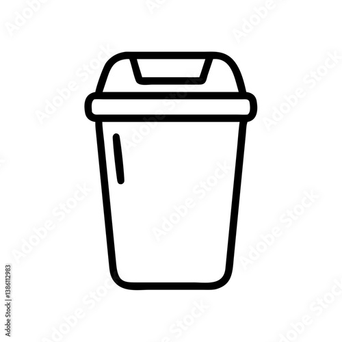 Outline of a trash bin on a white background  