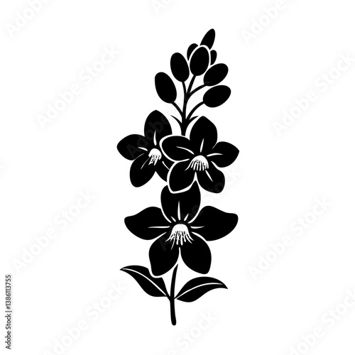 larkspur flower icon, larkspur flower line art - simple line art of larkspur flower, perfect for larkspur flower logos and icons
