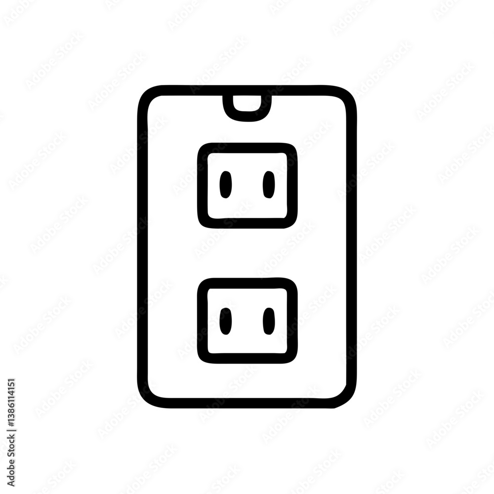 Electrical outlet with two sockets in minimalistic style Electrical outlet with two sockets in minimalistic style