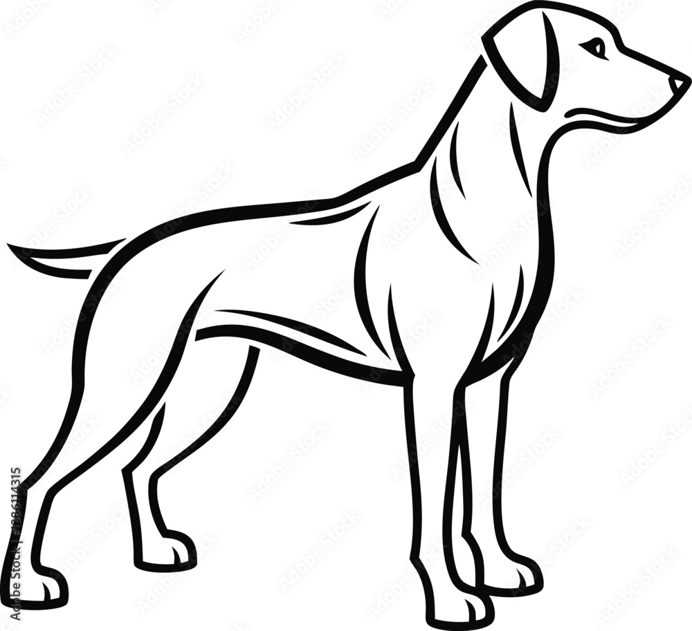 Fototapeta premium Cute cartoon vector illustration of a dog and other farm animals in black and white silhouette style