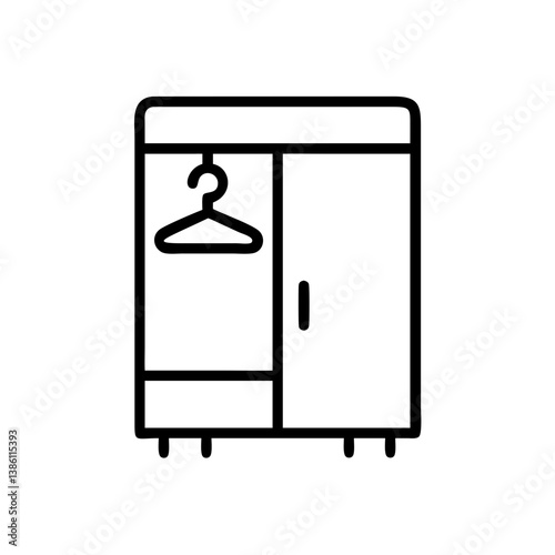 Simple Line Art Wardrobe with Hanger  