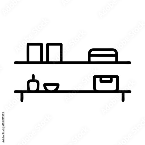 Minimalist shelf arrangement with boxes and containers  