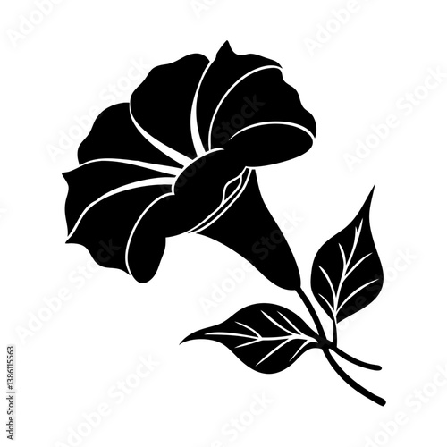 trumpet vine flower icon, trumpet vine flower line art - simple line art of trumpet vine flower, perfect for trumpet vine flower logos and icons