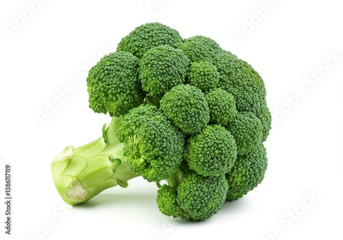 Photorealistic broccoli vibrant green detailed isolated white background