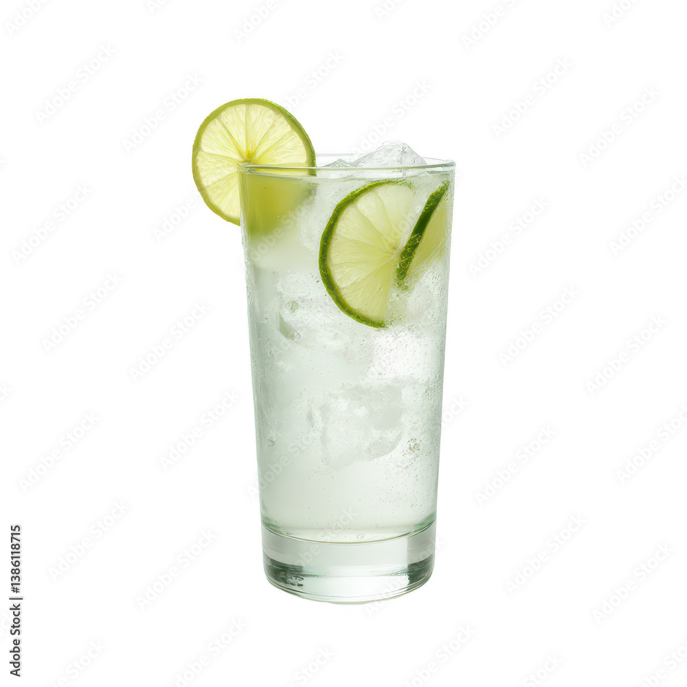 Refreshing Lime Drink with Ice in Highball Glass Refreshing Lime Drink with Ice in Highball Glass